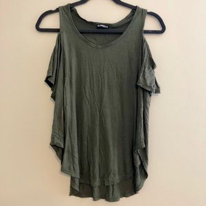 Express green top with shoulder cut outs